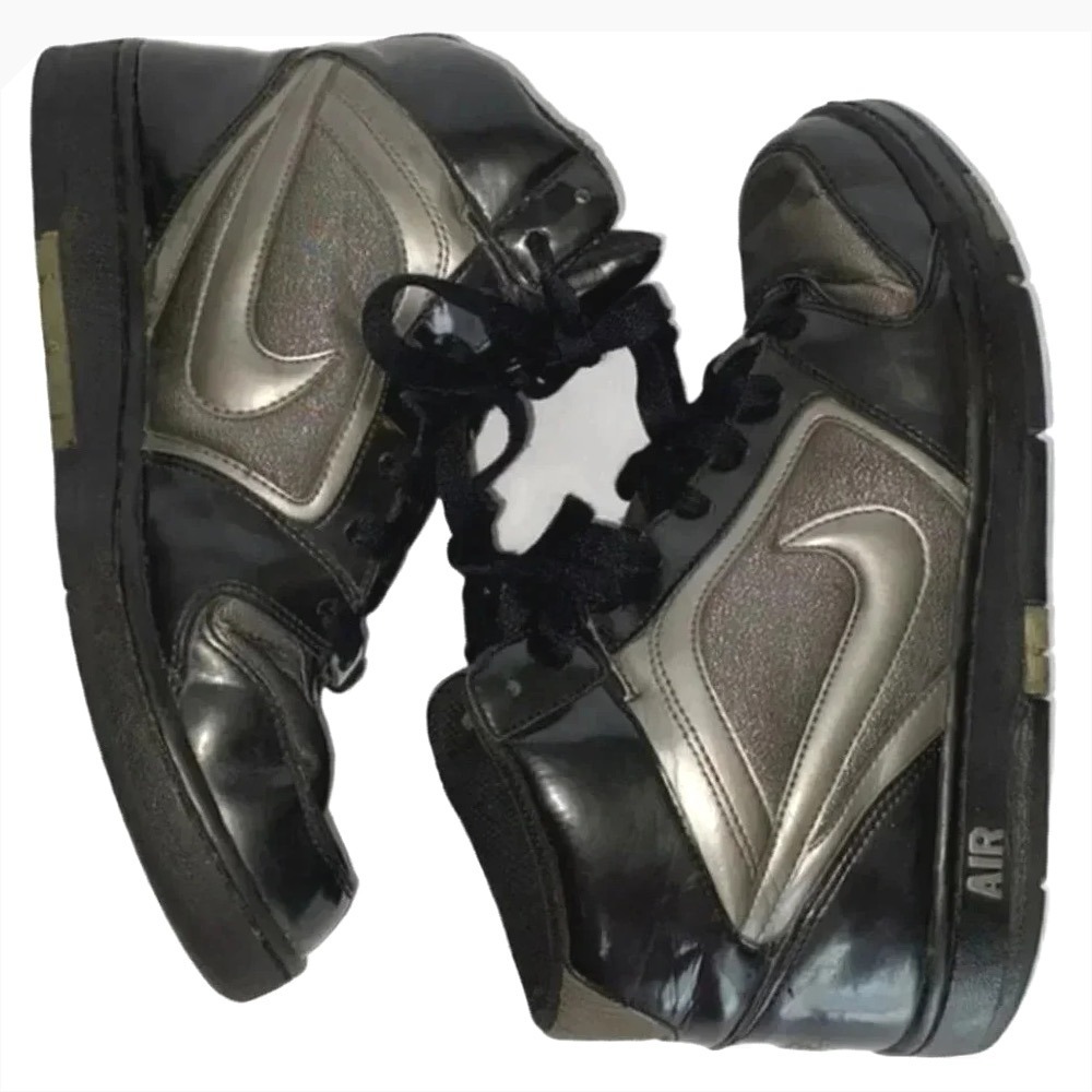 Retro Nike Air Prestige 8.5 black silver hi-top sneakers Y2K Sporty Grunge Goth